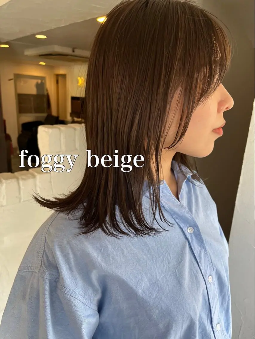 ミディアム カラー ヘアアレンジ ベージュカラー ブリーチ ブラウンカラー 透明感カラー フォギーベージュ 眠れるヘッドスパ✨ chacoのヘアスタイル