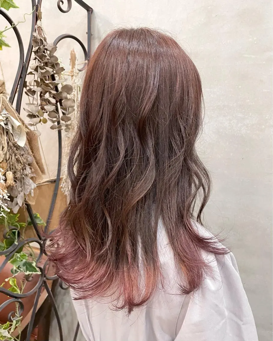 セミロング カラー ヘアアレンジ ピンクカラー ヘアカラー トリートメント 【ピンク/韓国ヘア/ ヘアセット】亜海のヘアスタイル