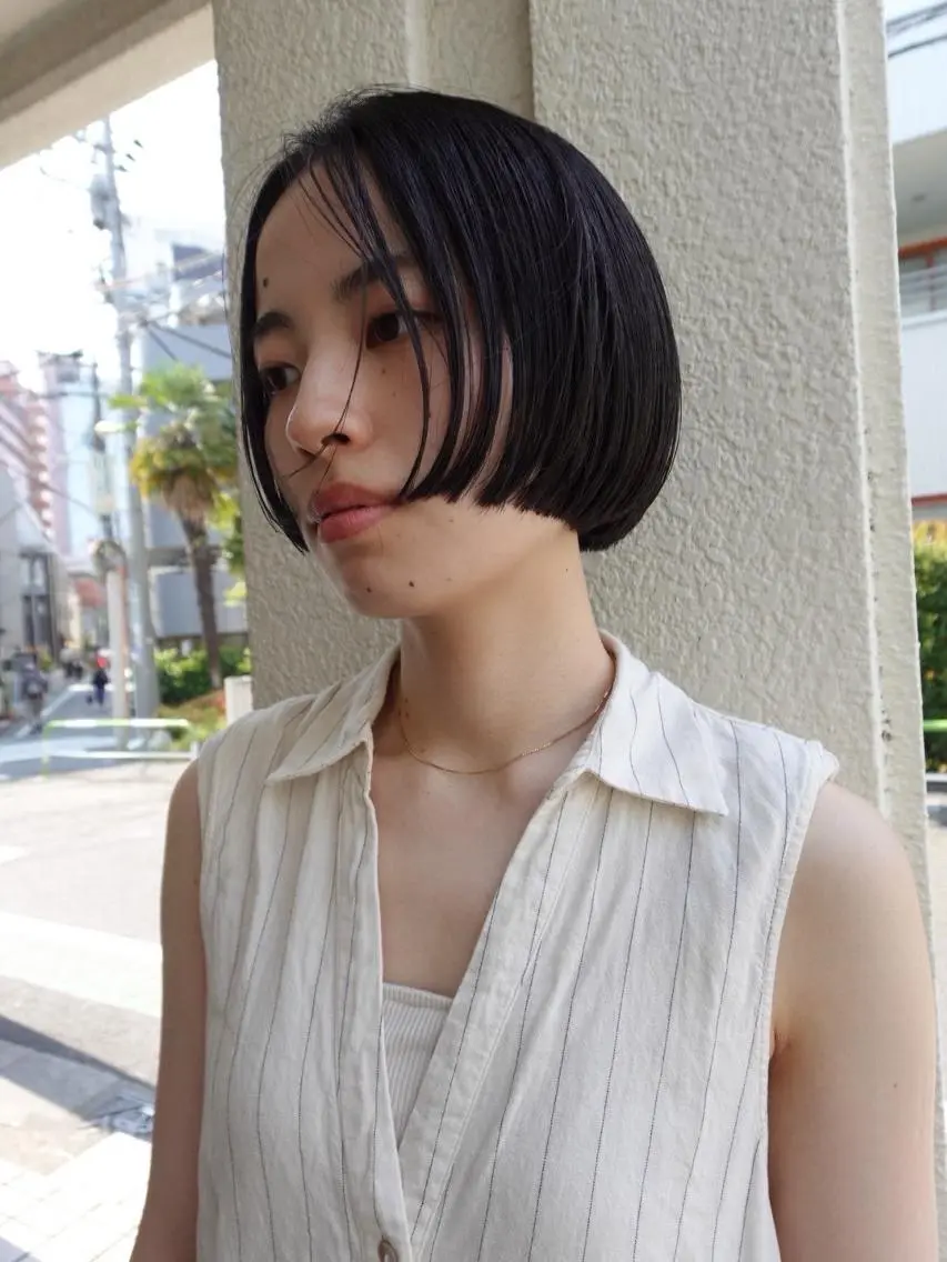 ミディアム カラー パーマ ショートボブ ミディアムパーマ アディクシーカラー ブリーチ ケアブリーチ カット ヘアカラー トリートメント honen hairのヘアスタイル