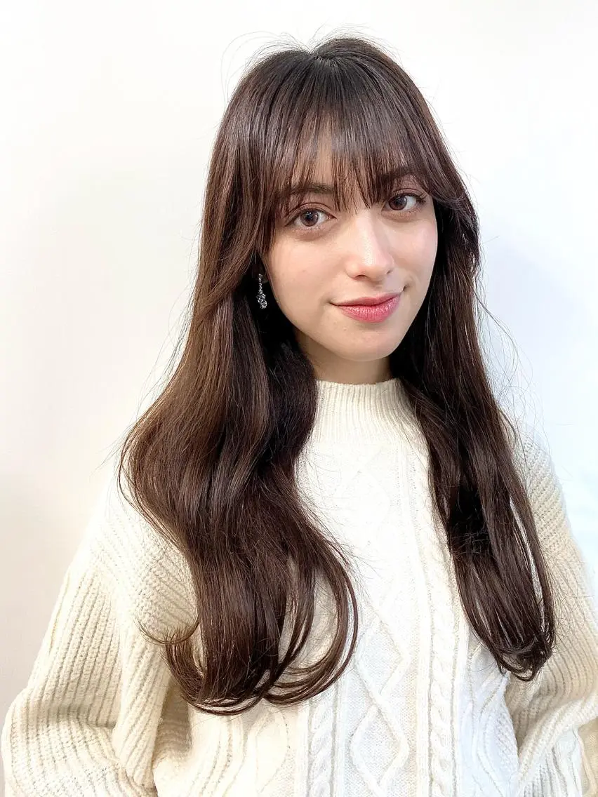 ロング カラー カット ヘアカラー トリートメント 韓国風×透明感カラー 髪質改善オタベシンヤのヘアスタイル