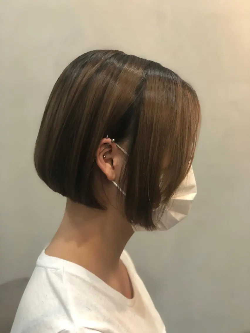 ミディアム 切りっぱなしボブ ボブ くすもと かいとのヘアスタイル