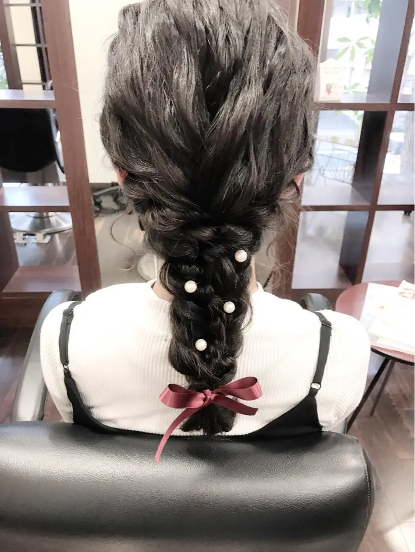 ロング ヘアアレンジ 三つ編み 沢田 瞳のヘアスタイル