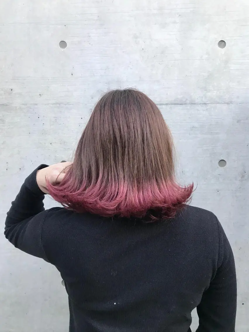 ショート カラー ピンクカラー ボブ 外ハネヘア 色落ちまでキレイに! !女性サロンのヘアスタイル