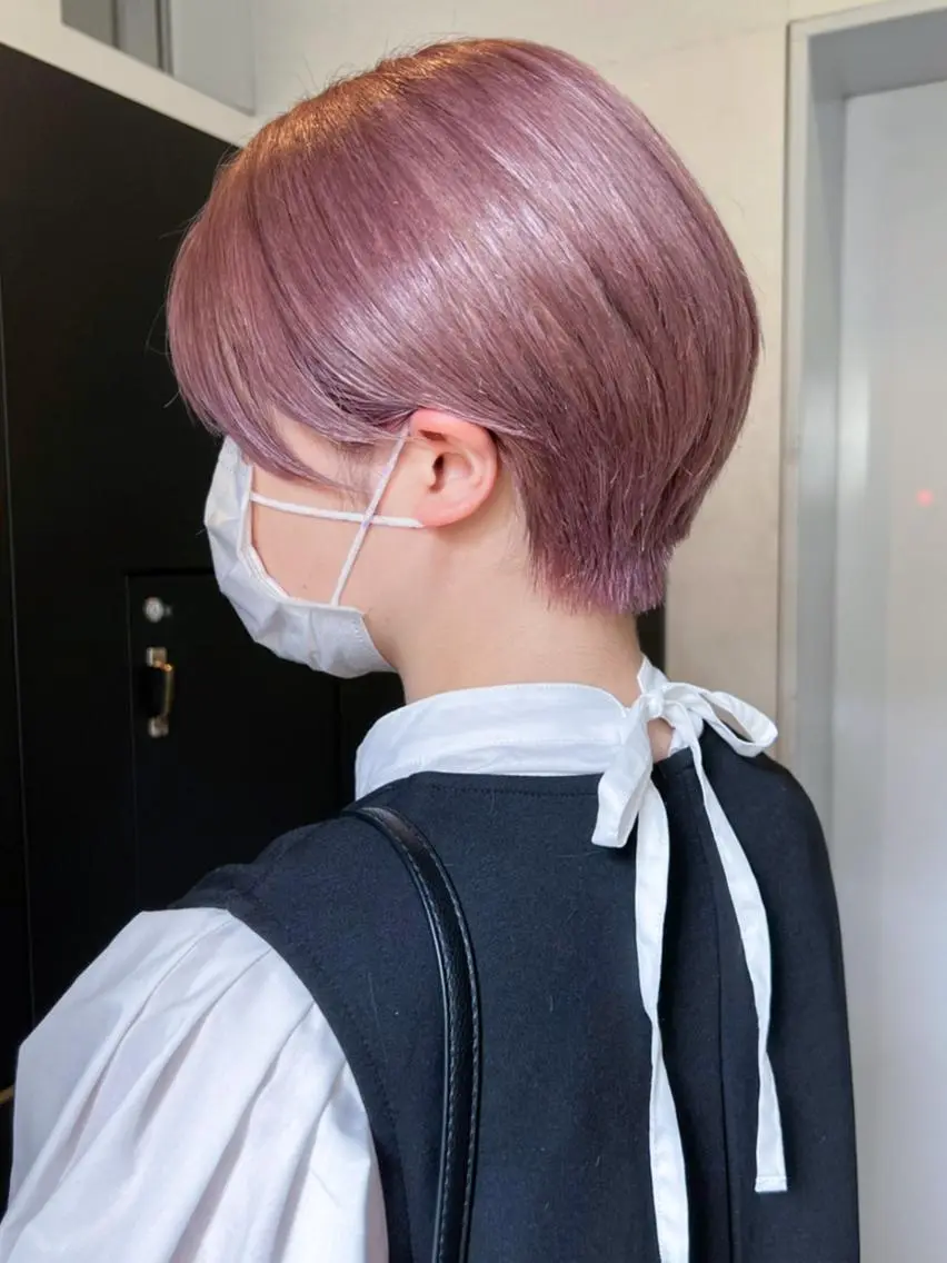 ショート カラー ヘアアレンジ パーマ ベージュカラー ピンクカラー ピンクベージュ カット ヘアカラー トリートメント ITbyALBUM 藤沢店のヘアスタイル