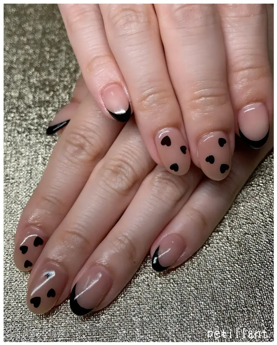 ネイル アートネイル フットネイル フレンチネイル ハート シンプルネイル nail salon petillantのネイルデザイン