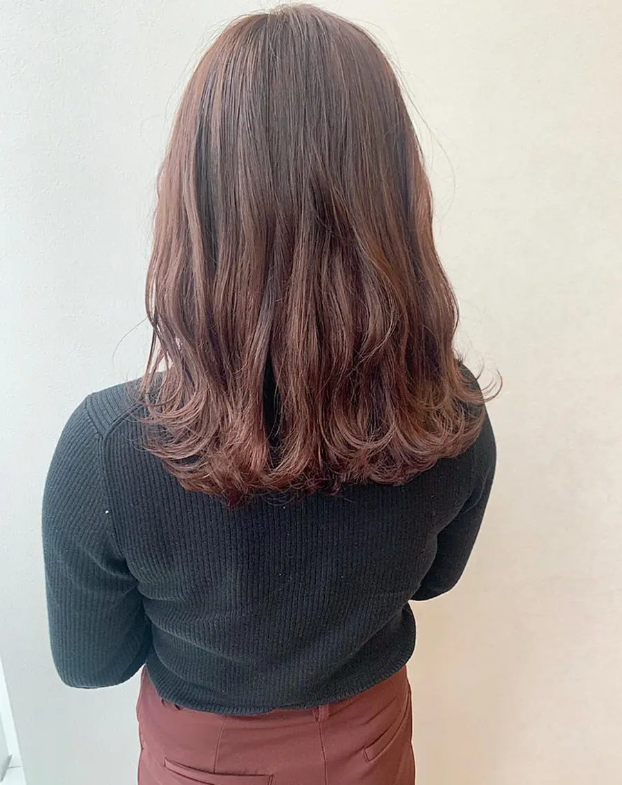 ミディアム カラー ヘアアレンジ ブラウンカラー ピンクカラー ピンクブラウン カット ヘアカラー トリートメント 透明感♡︎♡︎ 佐々木早苗のヘアスタイル