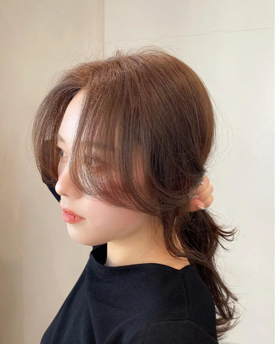 ミディアム カラー 顔まわりカット🌟 くびれヘア/寺門遥輝のヘアスタイル