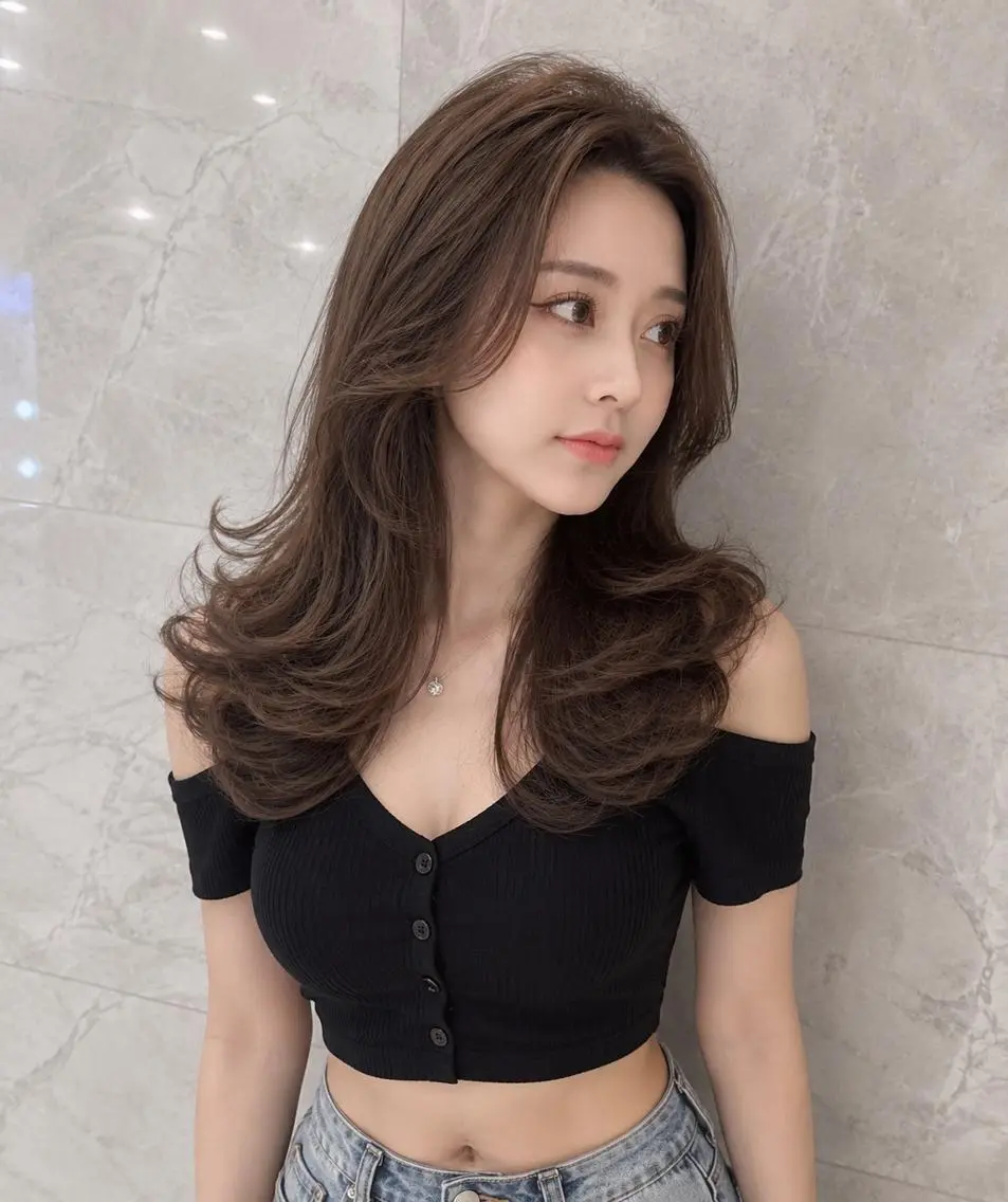 カラー セミロング カラー ×シールエクステのヘアスタイル