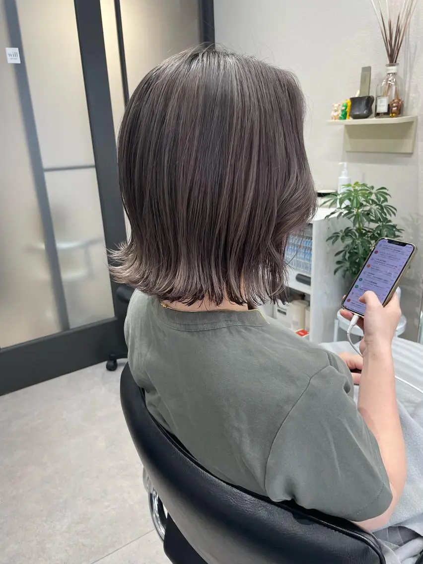 ミディアム カラー カット ヘアカラー 髪質改善will hairdesignのヘアスタイル
