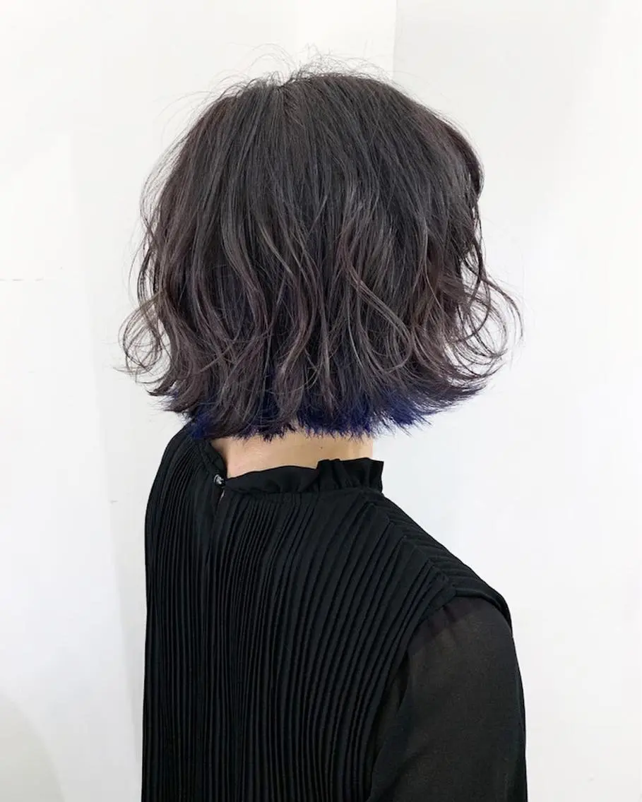 ミディアム 外国人風カラー ハイライト レイヤーカット エクステ(レミー毛) NINEのヘアスタイル