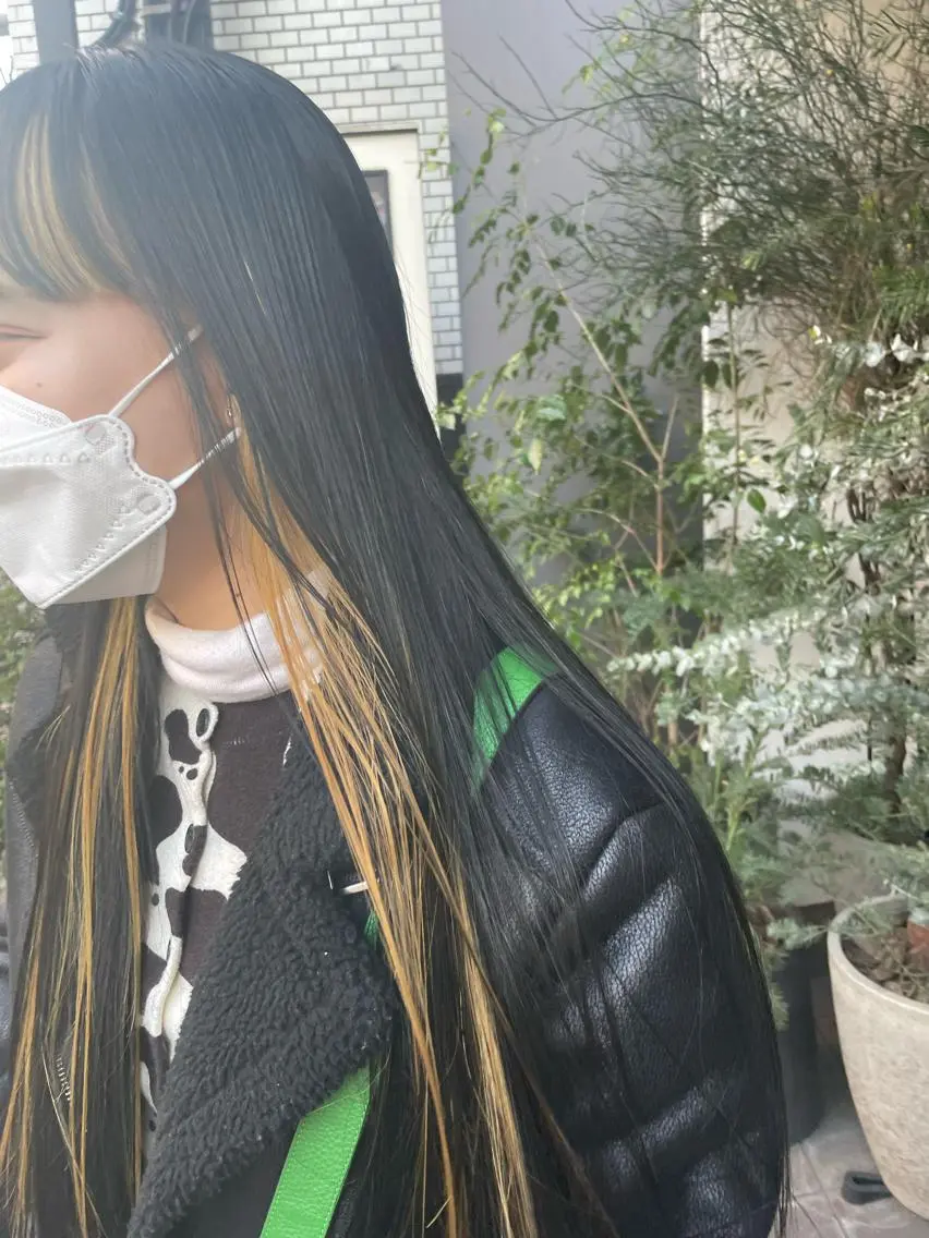 ロング カラー ヘアカラー ハイトーン🦄ネイル 💞のぶちのネイルデザイン