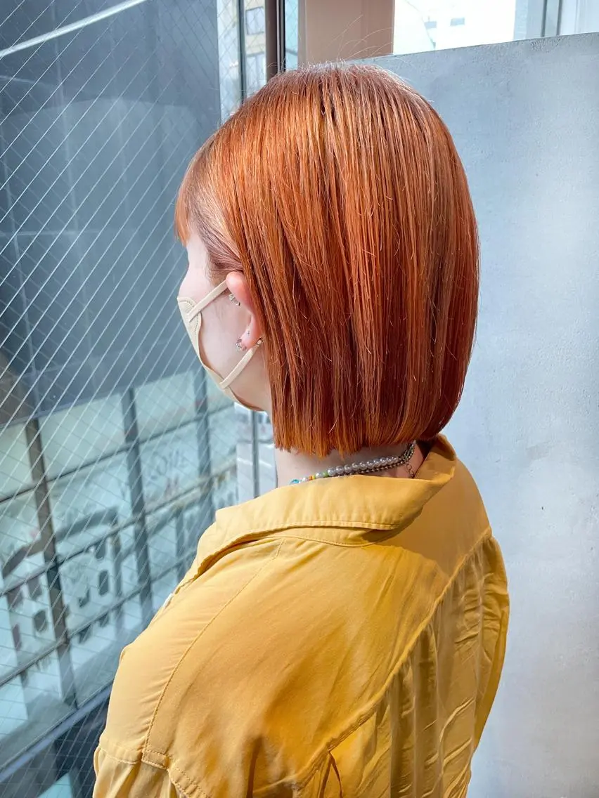ミディアム カラー オレンジ 女性リピ90%🍨 🩷佐藤みずきのヘアスタイル