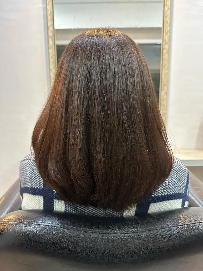 ミディアム カラー カット ヘアカラー トリートメント 庭山 りさのヘアスタイル
