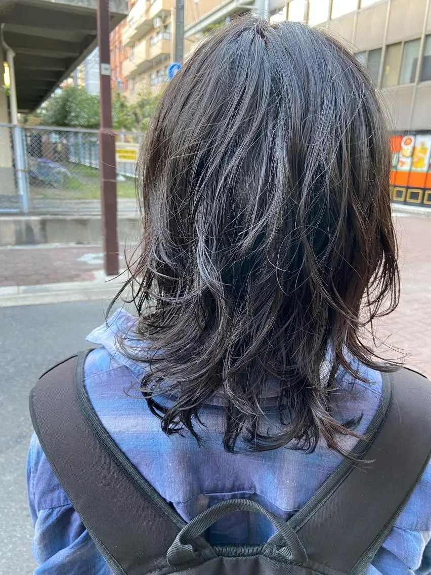 ミディアム パーマ ミディアムパーマ ウルフカット 田中 あやなのヘアスタイル
