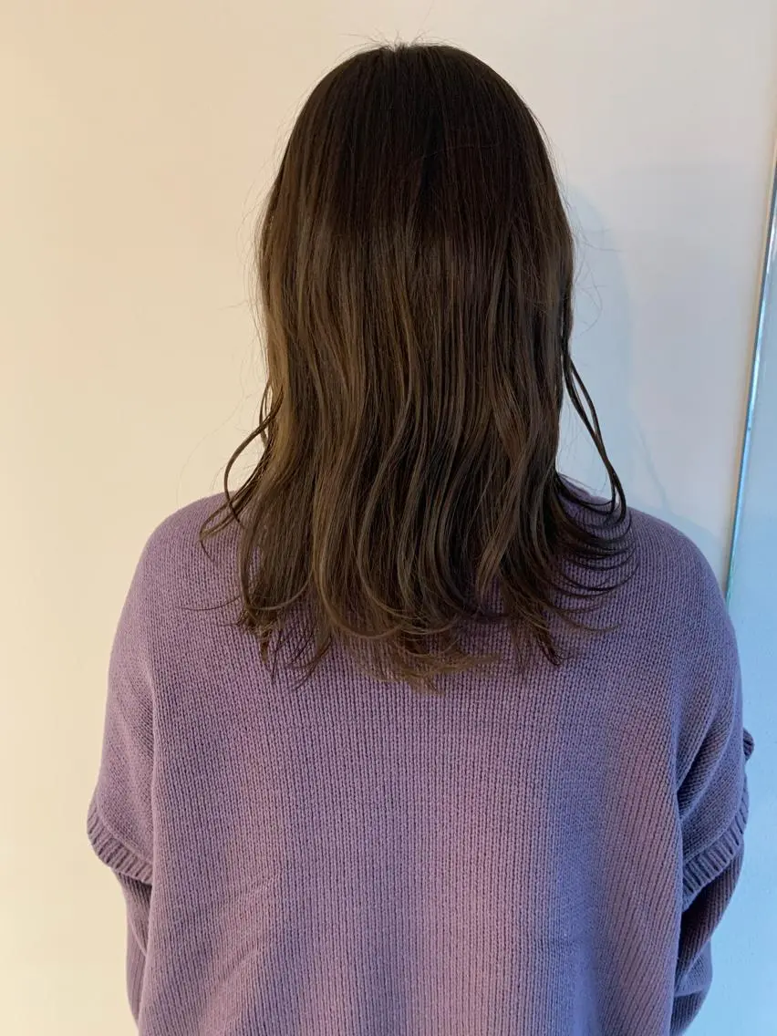 セミロング カラー カット ヘアカラー なりたいが叶う ながしまじゅんきのヘアスタイル