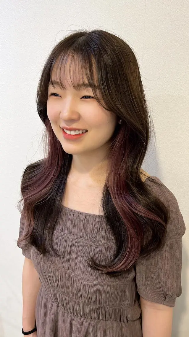 ロング カラー ヘアアレンジ ブラウンカラー ココアブラウン エギョモリ ヨシンモリ 韓国風ヘア カット ヘアカラー トリートメント 韓国×髪質改善特化 💍maki💍のヘアスタイル
