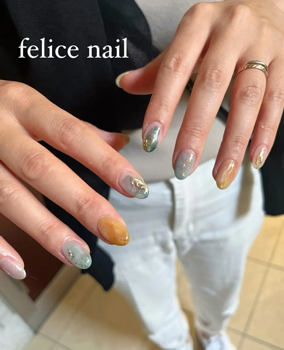 ネイル ジェルネイル ニュアンスネイル オフィスネイル パラジェル 夏ネイル felice nailのネイルデザイン