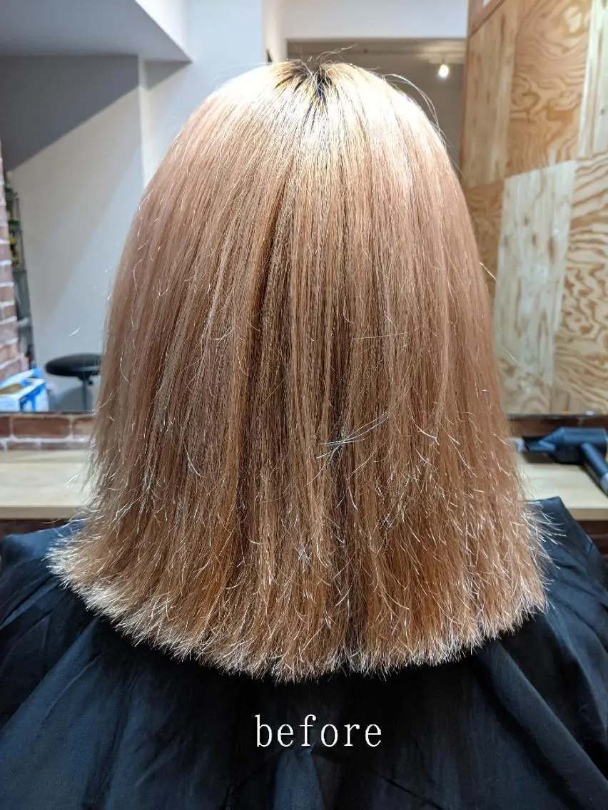 ミディアム カット 縮毛矯正 トリートメント 美髪矯正 キョウスケのヘアスタイル