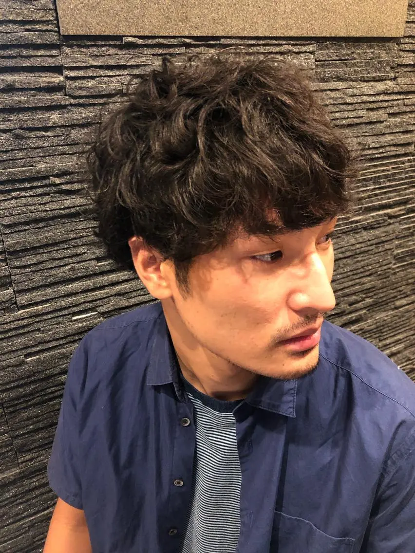 ミディアム パーマ メンズ 代表 武田晃英のヘアスタイル