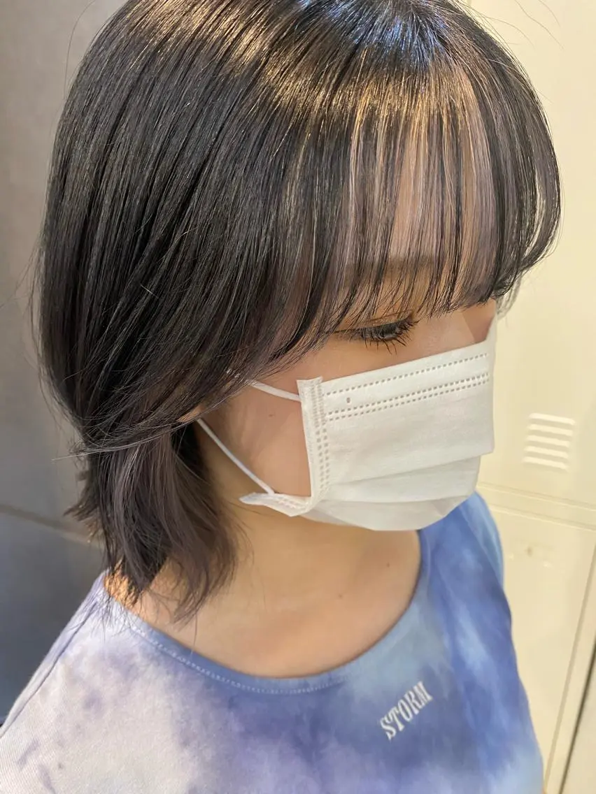 ミディアム ミストバング ヘアカラー ココロ☀️ CLUTCH天王寺店のヘアスタイル