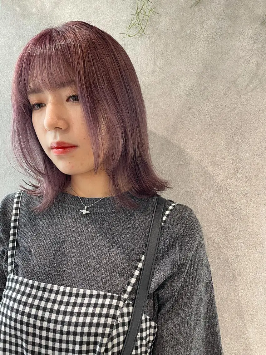 ミディアム カラー ラベンダーカラー ヘアカラー ナチュラル透明感🌱 小山美樹子のヘアスタイル