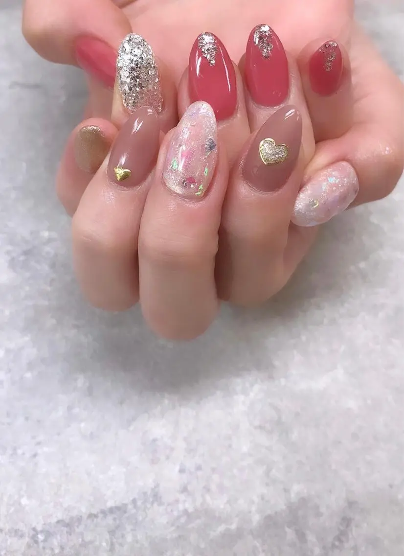ネイル ハート ニュアンスネイル ピンク ハンドネイル ハンドケア FASTNAIL PLUS 新宿店のネイルデザイン