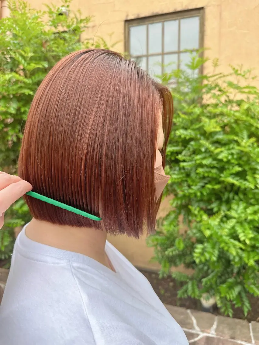 ショート カラー 切りっぱなしボブ ベージュカラー オレンジ オレンジベージュ ボブ カット ヘアカラー Well‘s黒木🌿 レイヤー💎寒色のヘアスタイル
