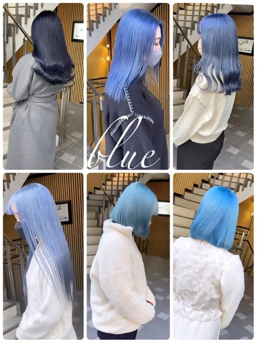 ロング カラー ブルーカラー カット ヘアカラー Selene hair 難波店のヘアスタイル