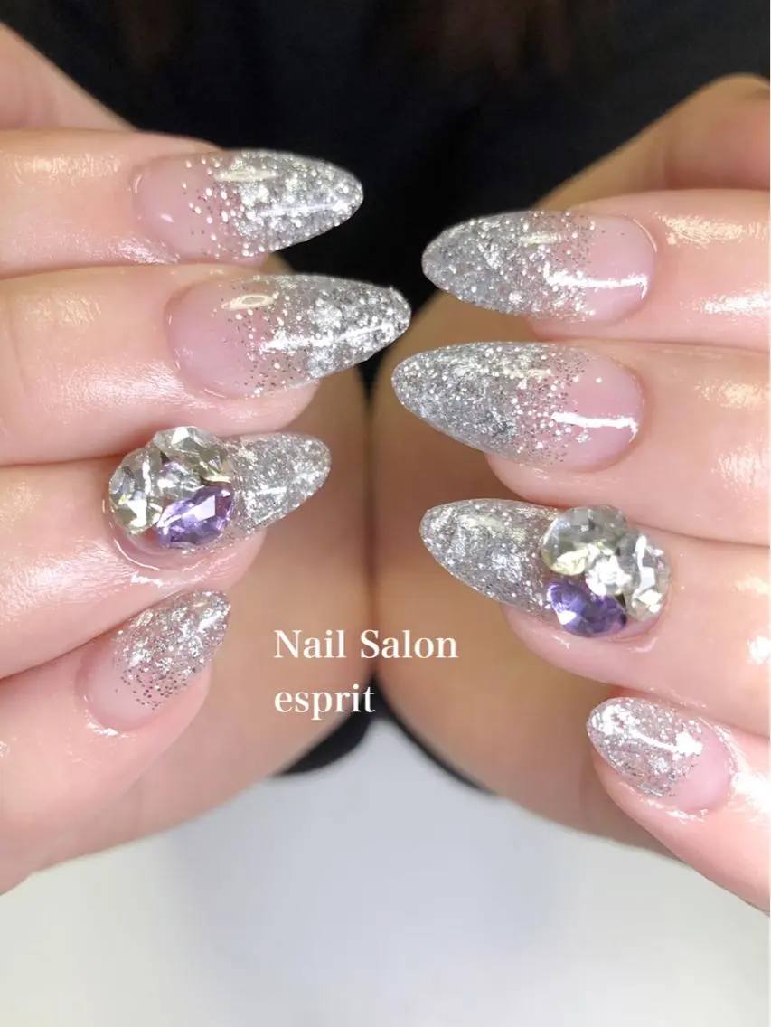 ネイル 長さ出し ロングネイル 持ち込み スカルプネイル ストーンネイル Nail Salon espritのネイルデザイン
