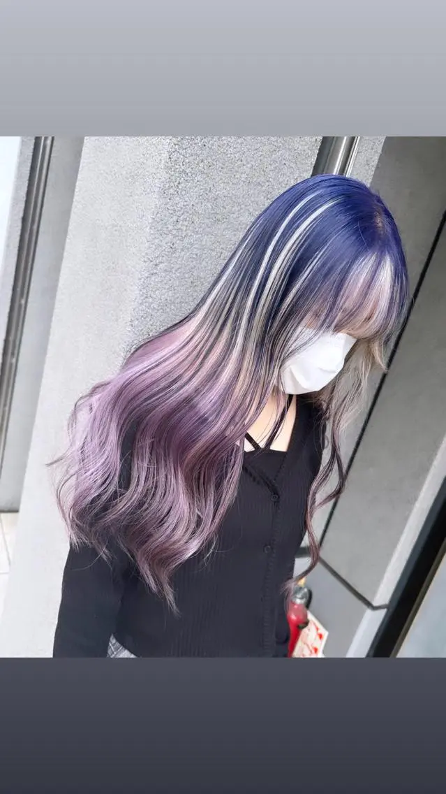 ロング カラー アッシュ アッシュグレー アッシュグレージュ バレイヤージュ ミストバング 町田ブリーチデザイン 🌈MANATOのヘアスタイル