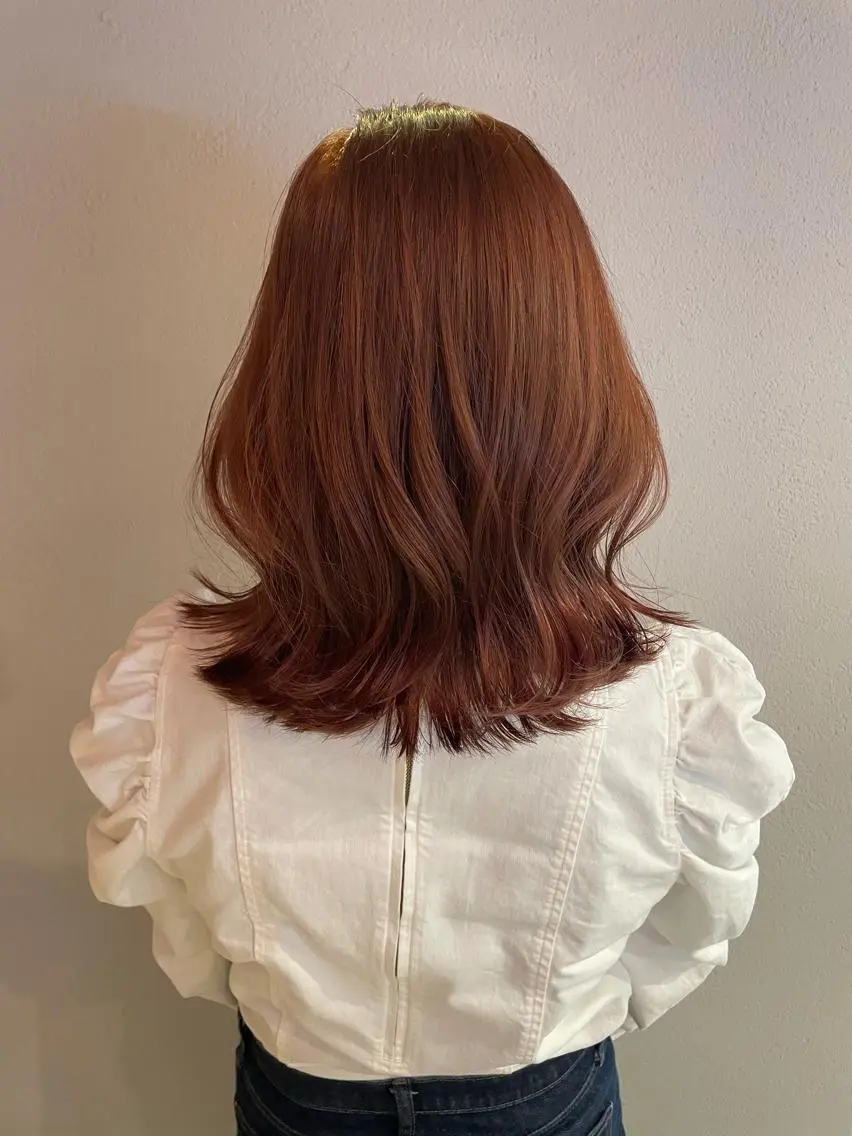 ミディアム カラー ブリーチ ブラウンカラー ピンクカラー ピンクブラウン 沖縄/ヘアアレンジ /ナカノのヘアスタイル