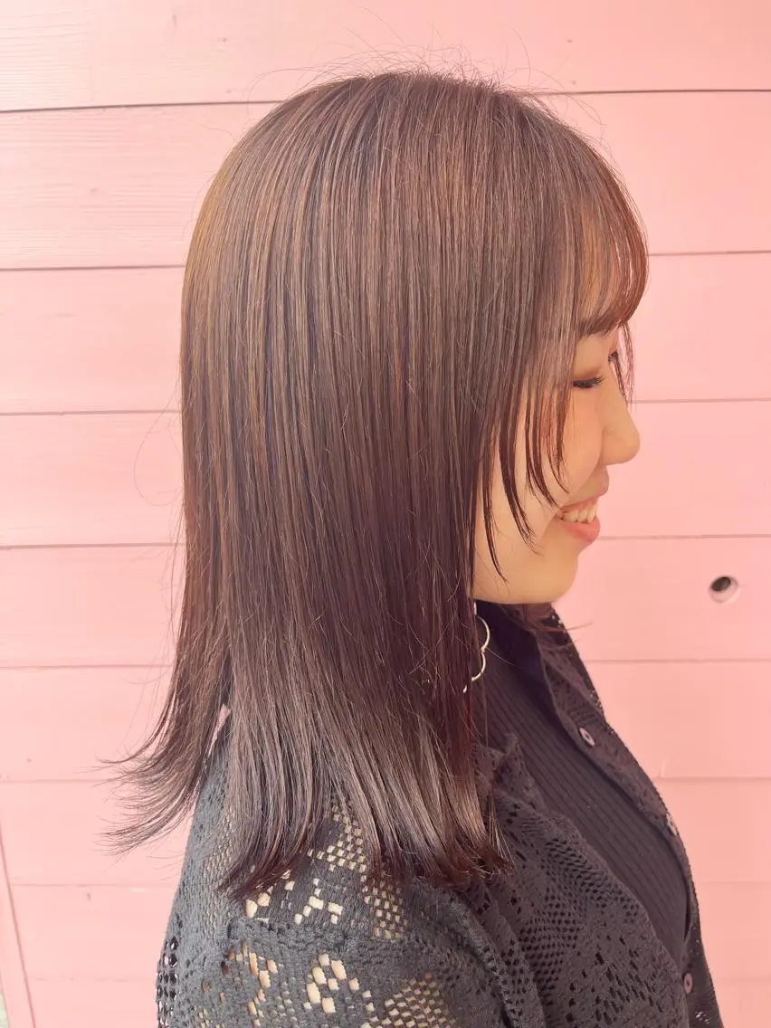 セミロング カラー アイブロウ バレイヤージュ ブリーチ ケアブリーチ 透明感カラー デザインカラー 🔆韓国 norika🔆のヘアスタイル