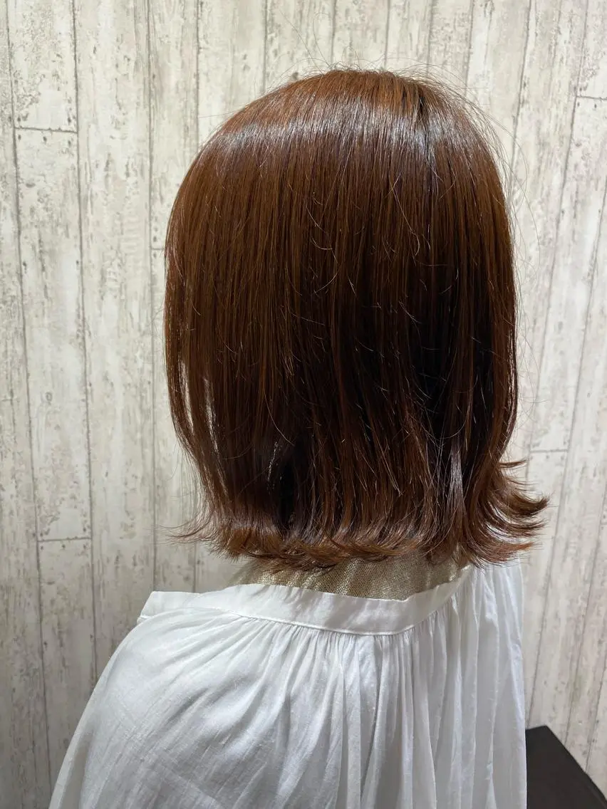 ミディアム オレンジブラウン カット ヘアカラー トリートメント 🦋店長🦋 ほんさわ みずきのヘアスタイル