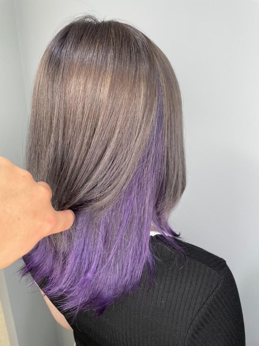 ミディアム カラー アディクシーカラー アッシュ ブルーカラー ダークアッシュ イヤリングカラー トップスタイリスト ✨KIRIKA中野✨のヘアスタイル