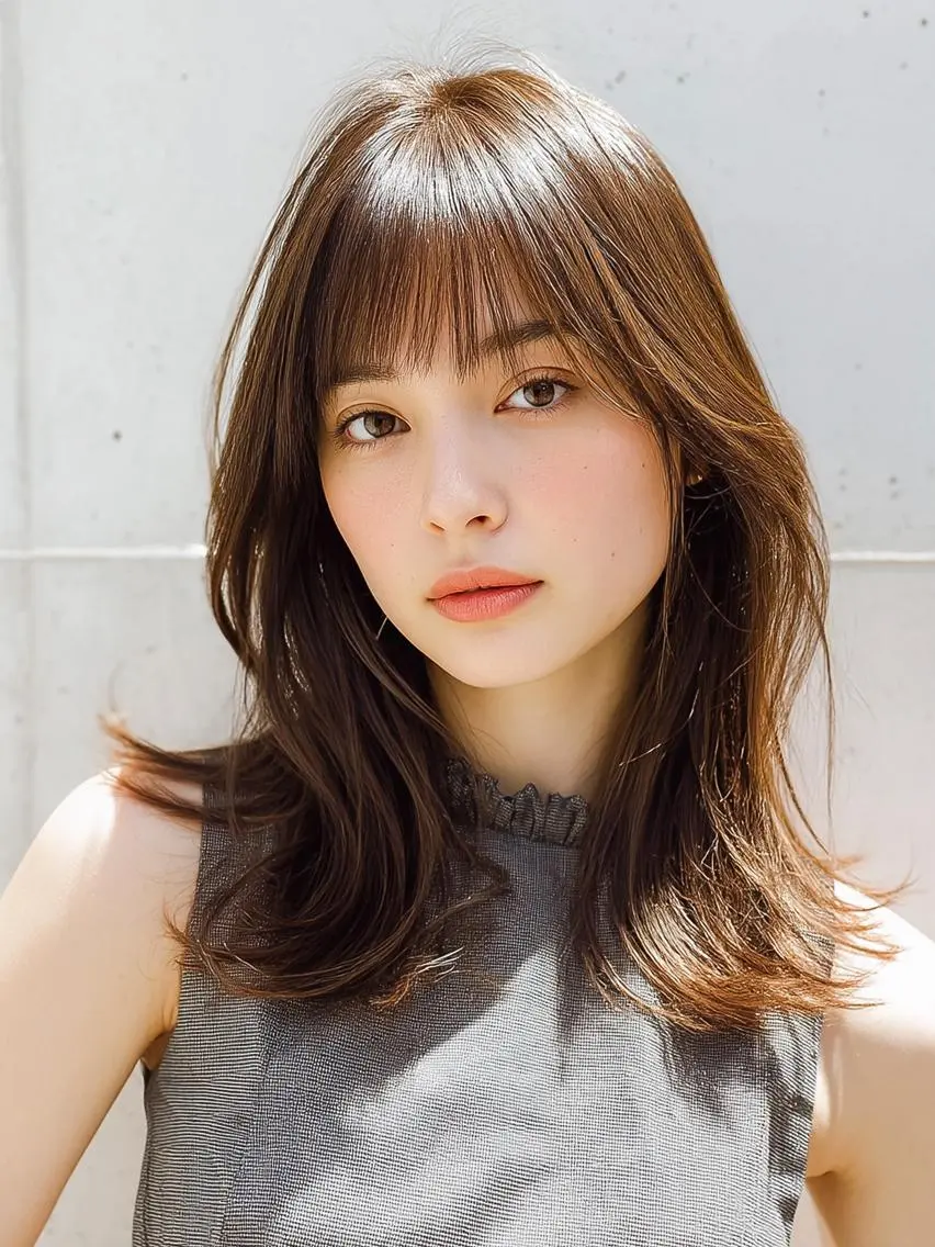 セミロング カラー デザインカラー✨ 透明感カラー菊地真保のヘアスタイル