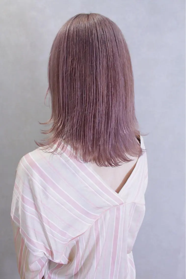 ミディアム カラー ヘアアレンジ ピンクカラー ヘアカラー トリートメント lani ブリーチ /ダブルカラーのヘアスタイル