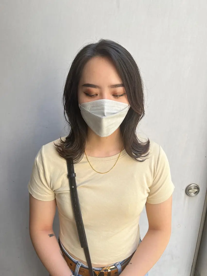 セミロング カラー ヘアアレンジ 韓国好き🇰🇷 美容師MIKUのヘアスタイル