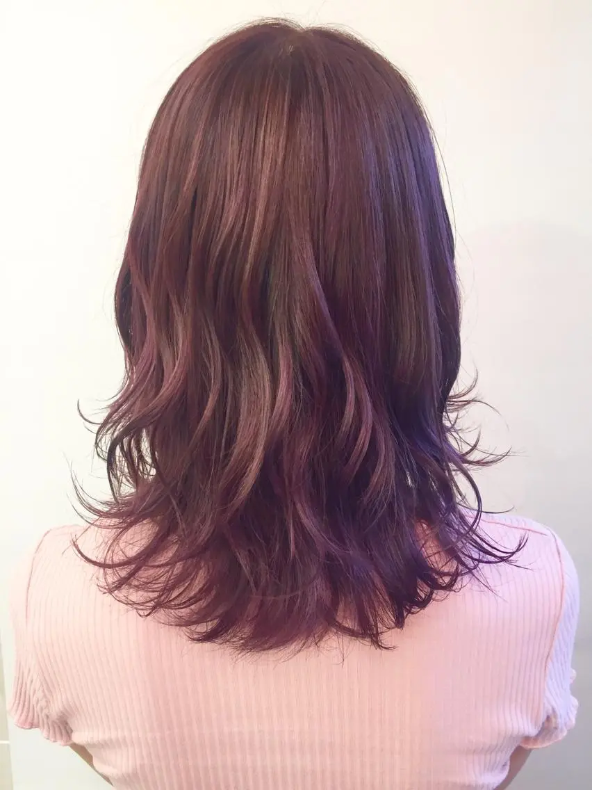 ミディアム カラー ピンクカラー 齋藤 咲のヘアスタイル