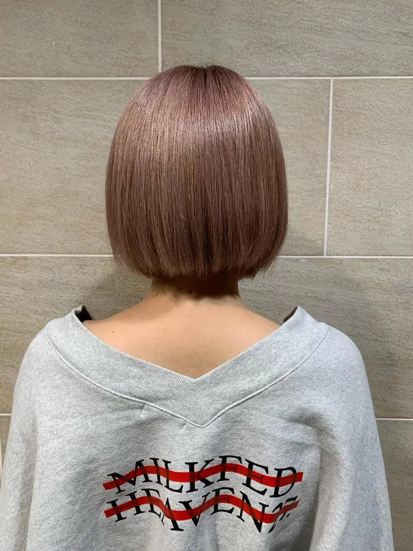 ショート カラー ベージュカラー ピンクカラー ピンクベージュ 髪質改善＊韓国ヘア＊ レイヤー＊IBUKIのヘアスタイル