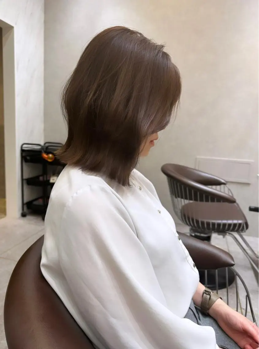 ミディアム カラー ヘアアレンジ バレイヤージュ ブリーチ ケアブリーチ ダブルカラー グラデーションカラー 天神/ブリーチ/ ブリーチなしカラーのヘアスタイル