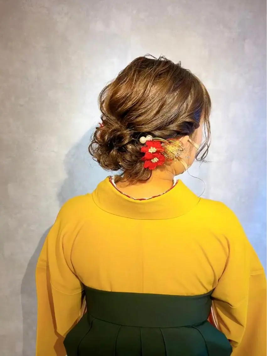 セミロング ヘアアレンジ 髪飾り ヘアセット 池田 みのりのヘアスタイル