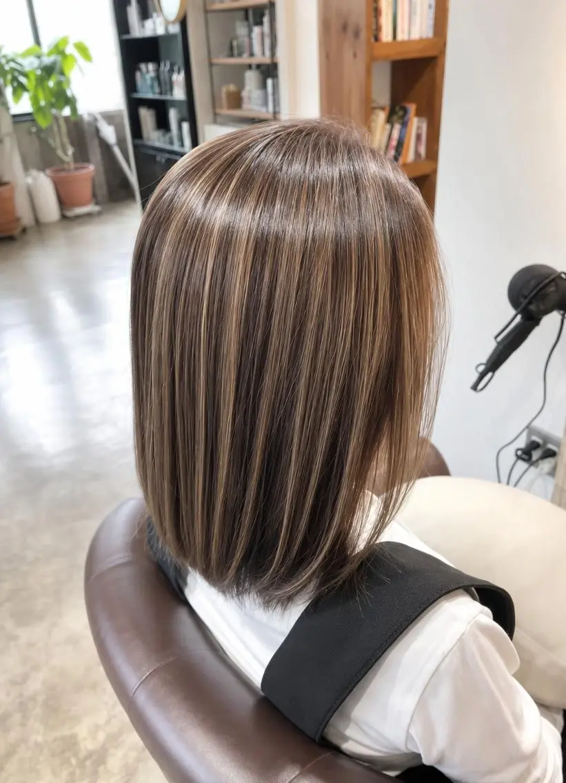 ミディアム カラー 透明感カラー ハイライトカラー ハイライト ヘアカラー BEHIND THE CURTAIN りこのヘアスタイル