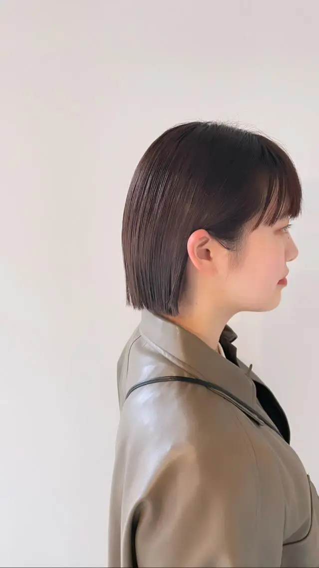 ショート カラー 切りっぱなしボブ 透明感カラー ボブ カット ヘアカラー トリートメント Takuma Suzuki中目黒のヘアスタイル