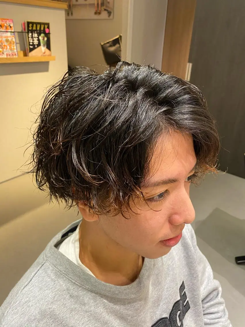 ショート パーマ メンズ カット パーマ 梅田茶屋町メンズ 専門美容師 山元一平のヘアスタイル