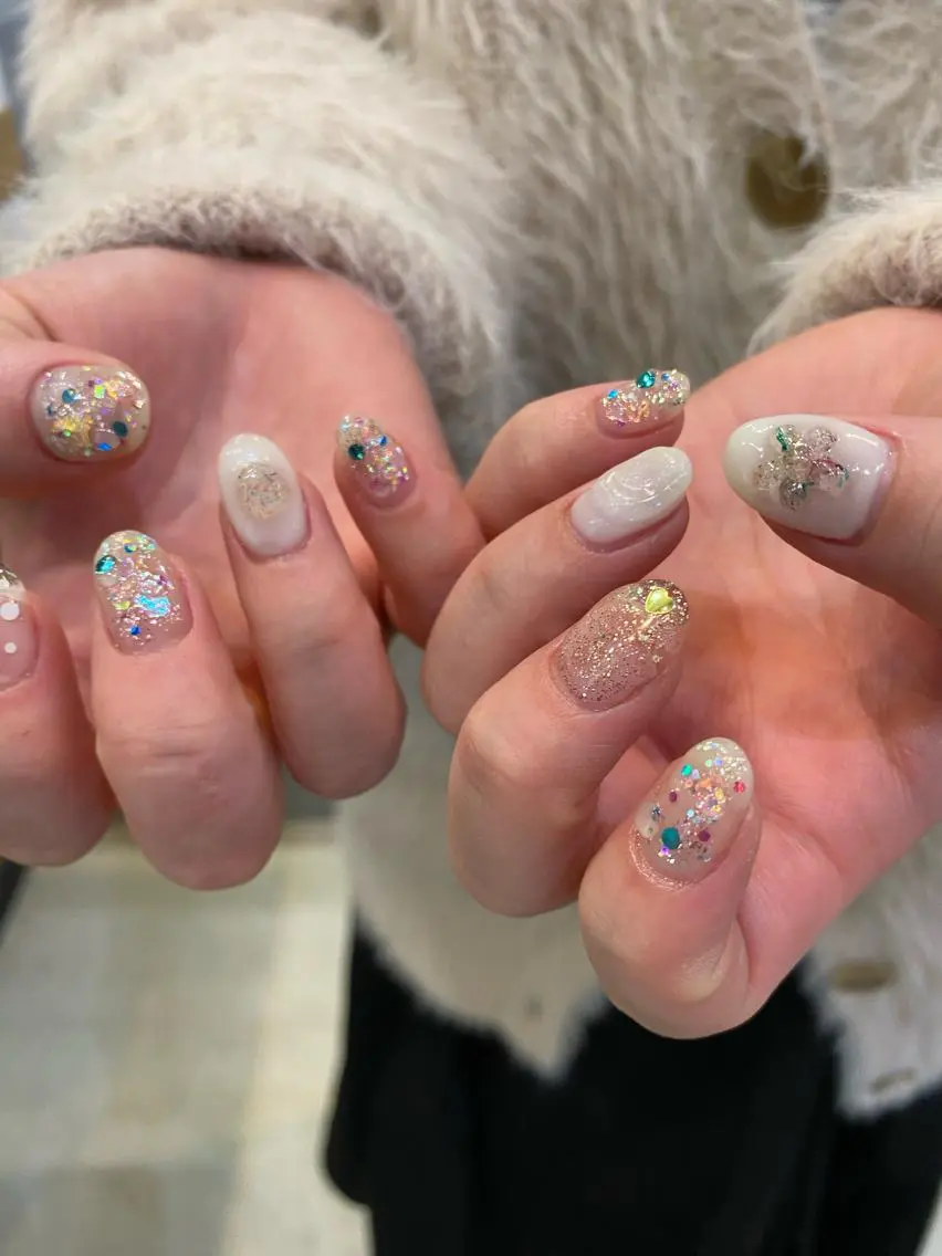 ネイル ニュアンスネイル 春ネイル ハンドネイル 草加ニュアンスネイル 🌚hersのネイルデザイン