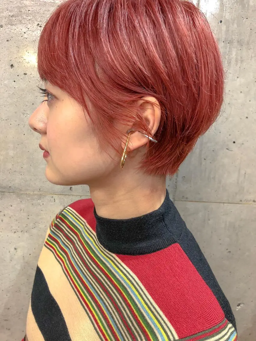 ショート カラー オレンジ ピンクカラー ショートヘア カット ヘアカラー トリートメント ヘアセット センスをお届けします 大谷将生infpのヘアスタイル