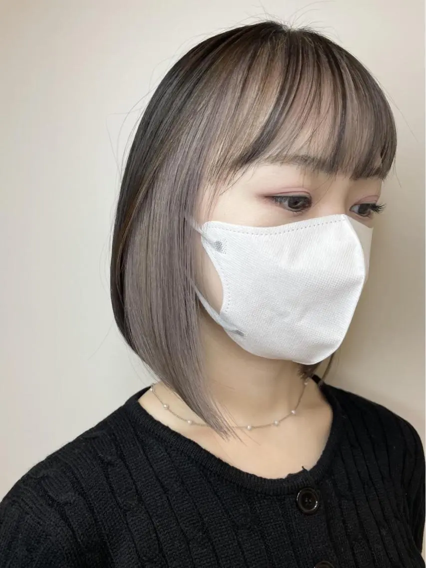 セミロング カラー ミストバング ベージュカラー ブリーチ ブルーカラー ケアブリーチ ヘアカラー トリートメント 🩵アンブレラカラー 髪質改善 丸尾】のヘアスタイル