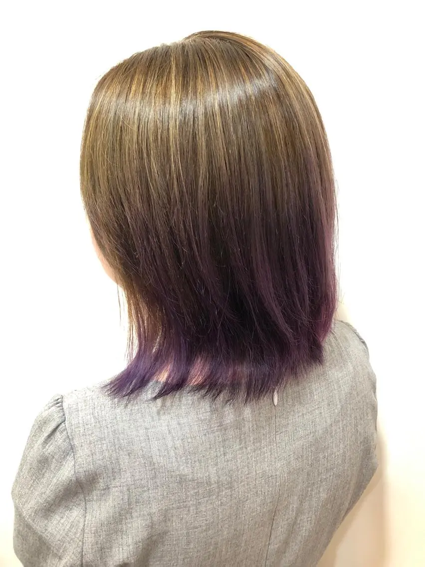 ミディアム カラー パーマ ヘアアレンジ アッシュ グラデーションカラー ラベンダーカラー ラベンダーアッシュ 高橋 隆一のヘアスタイル