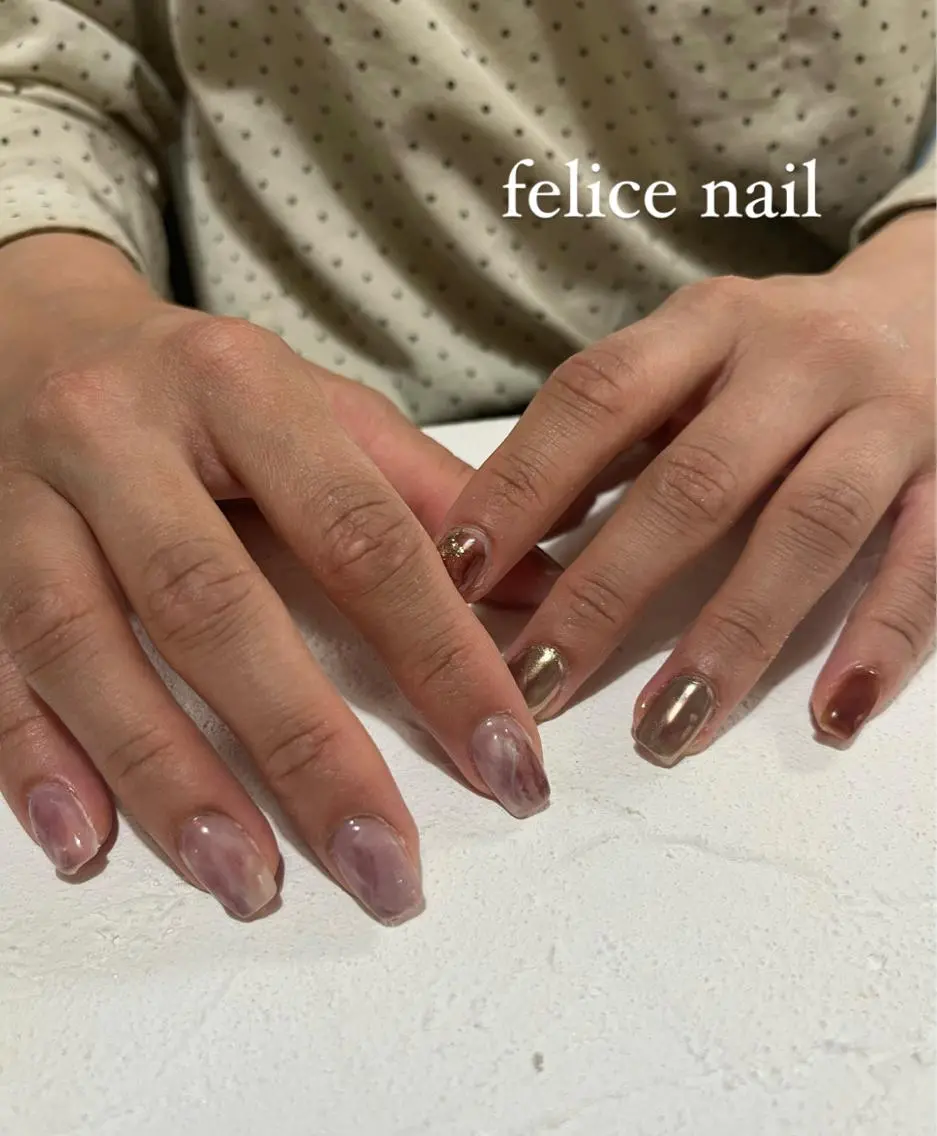 ネイル ブラウン ニュアンスネイル felice nailのネイルデザイン