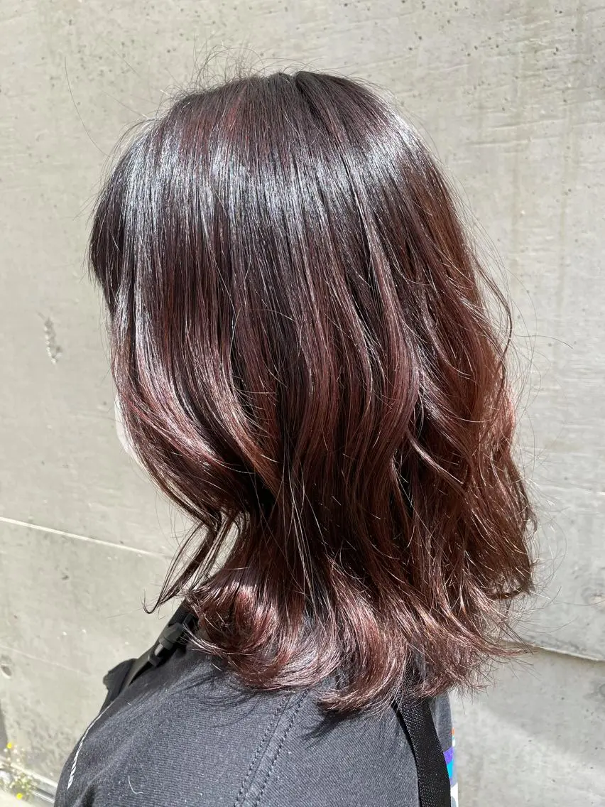 ミディアム ピンクブラウン ba-boo 熊本のヘアスタイル